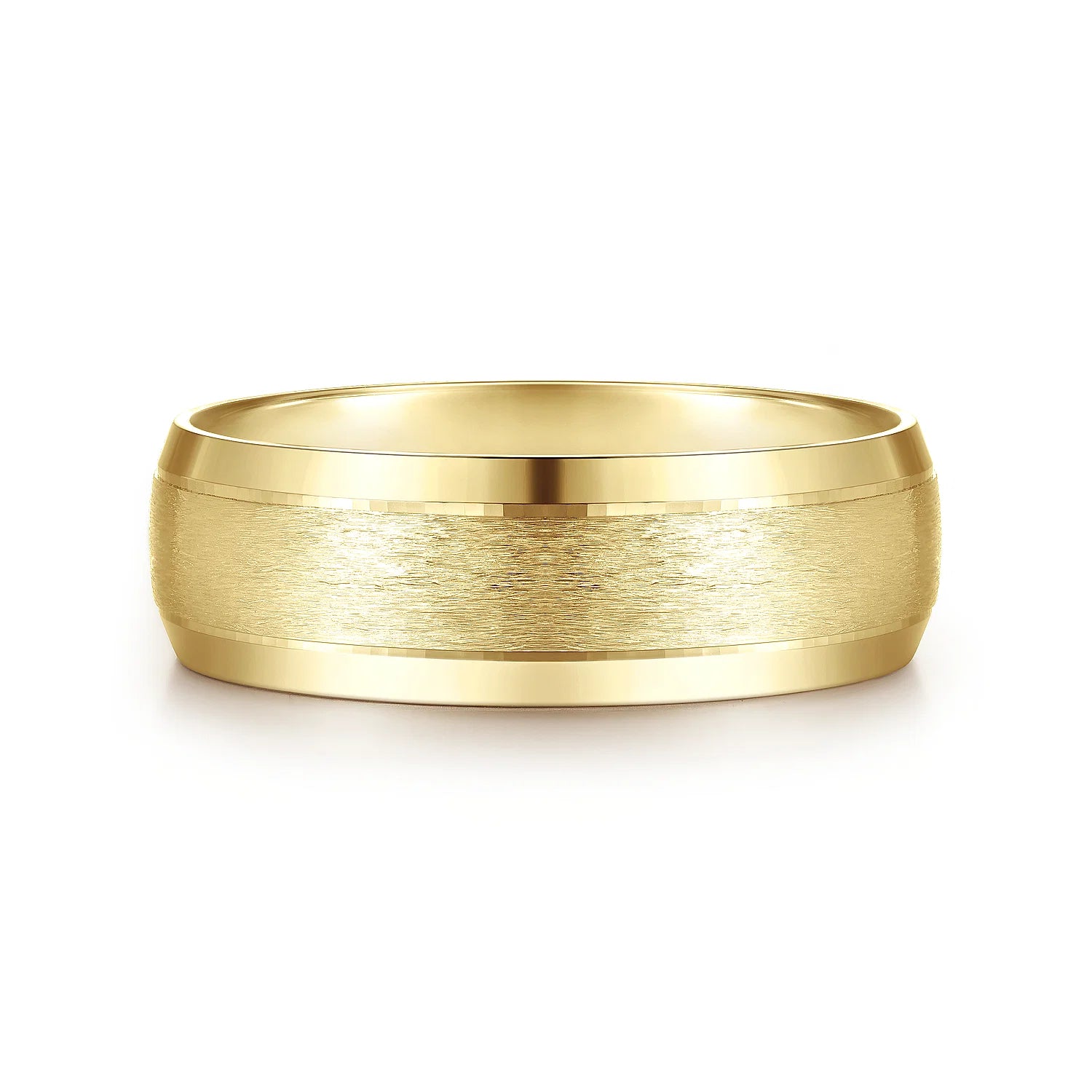 14K Gold Horizontal Brush Wedding Band
