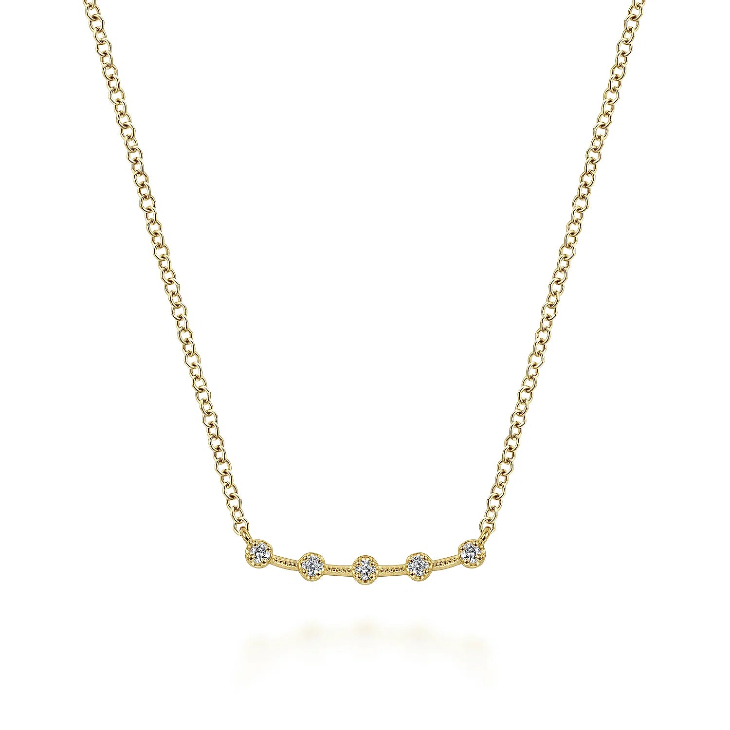 Diamond Stations Curved Bar Necklace