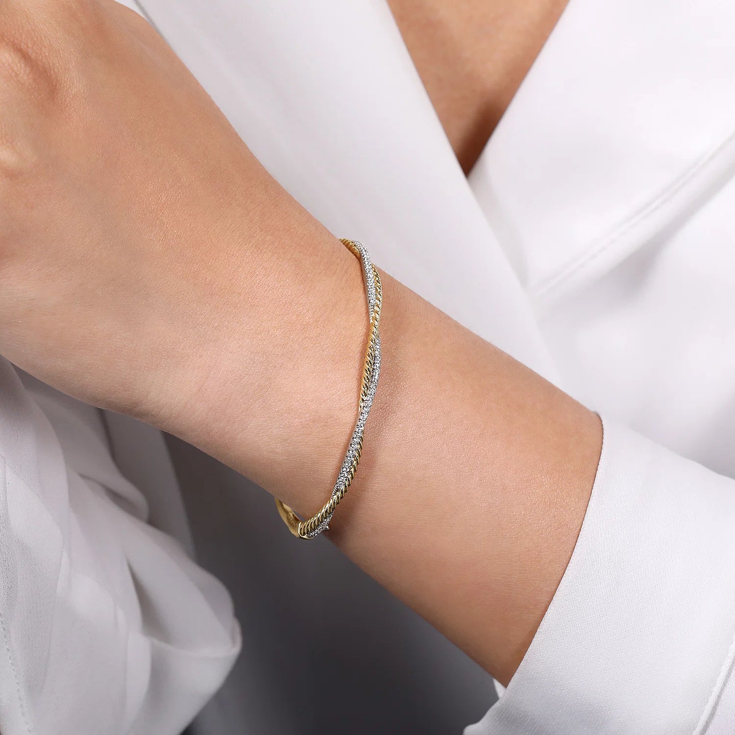 Twisted Rope and Diamond Bangle