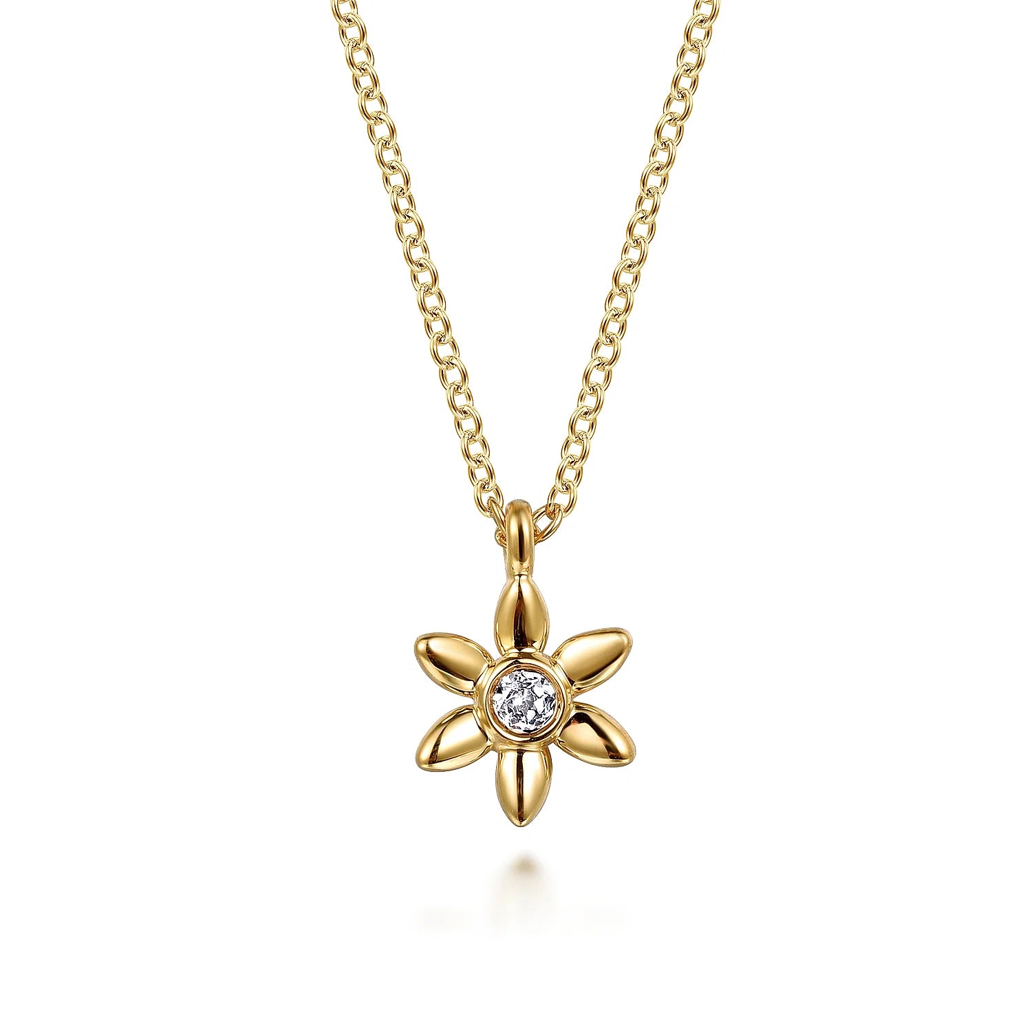 White Sapphire Floral Pendant Necklace