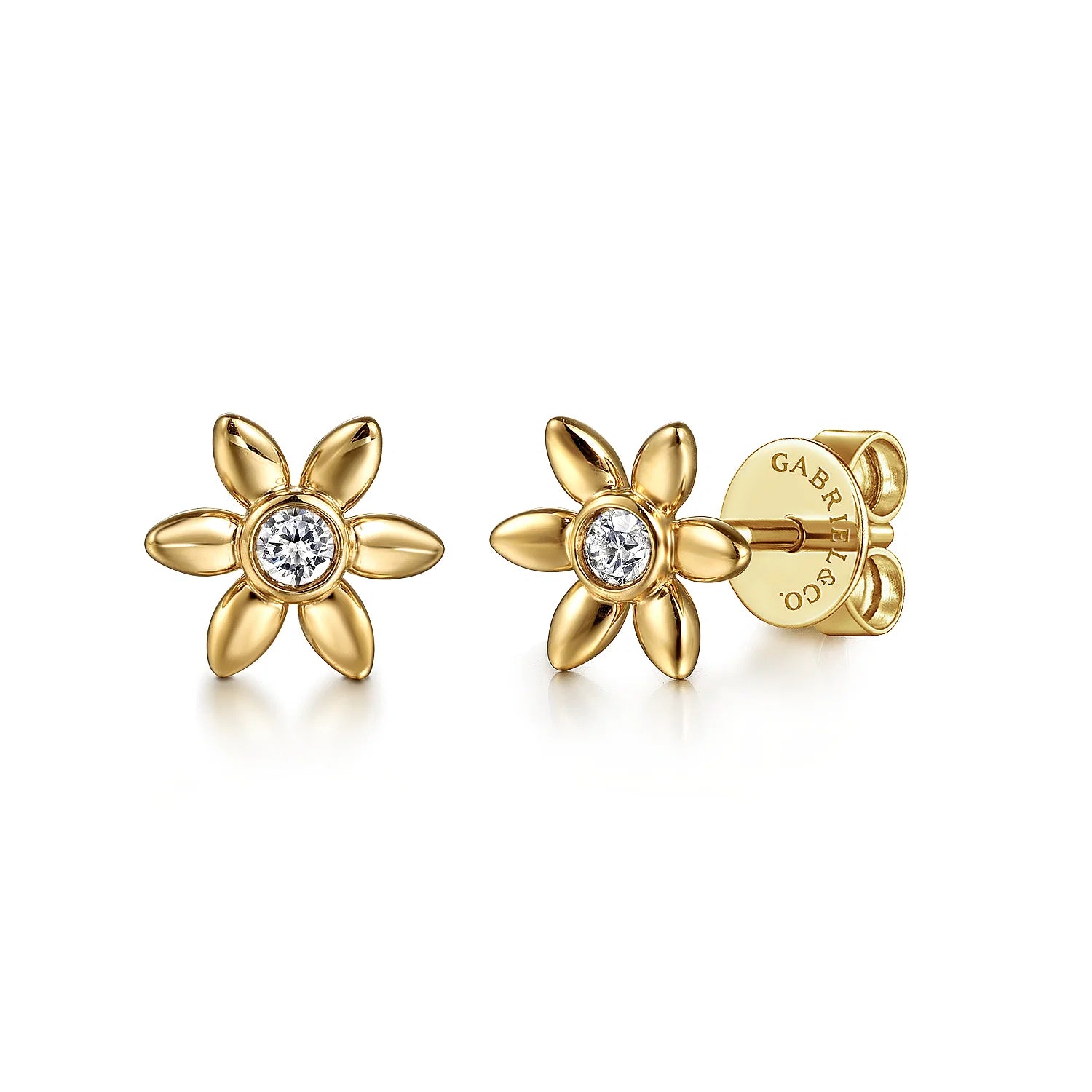 White Sapphire Floral Stud Earrings