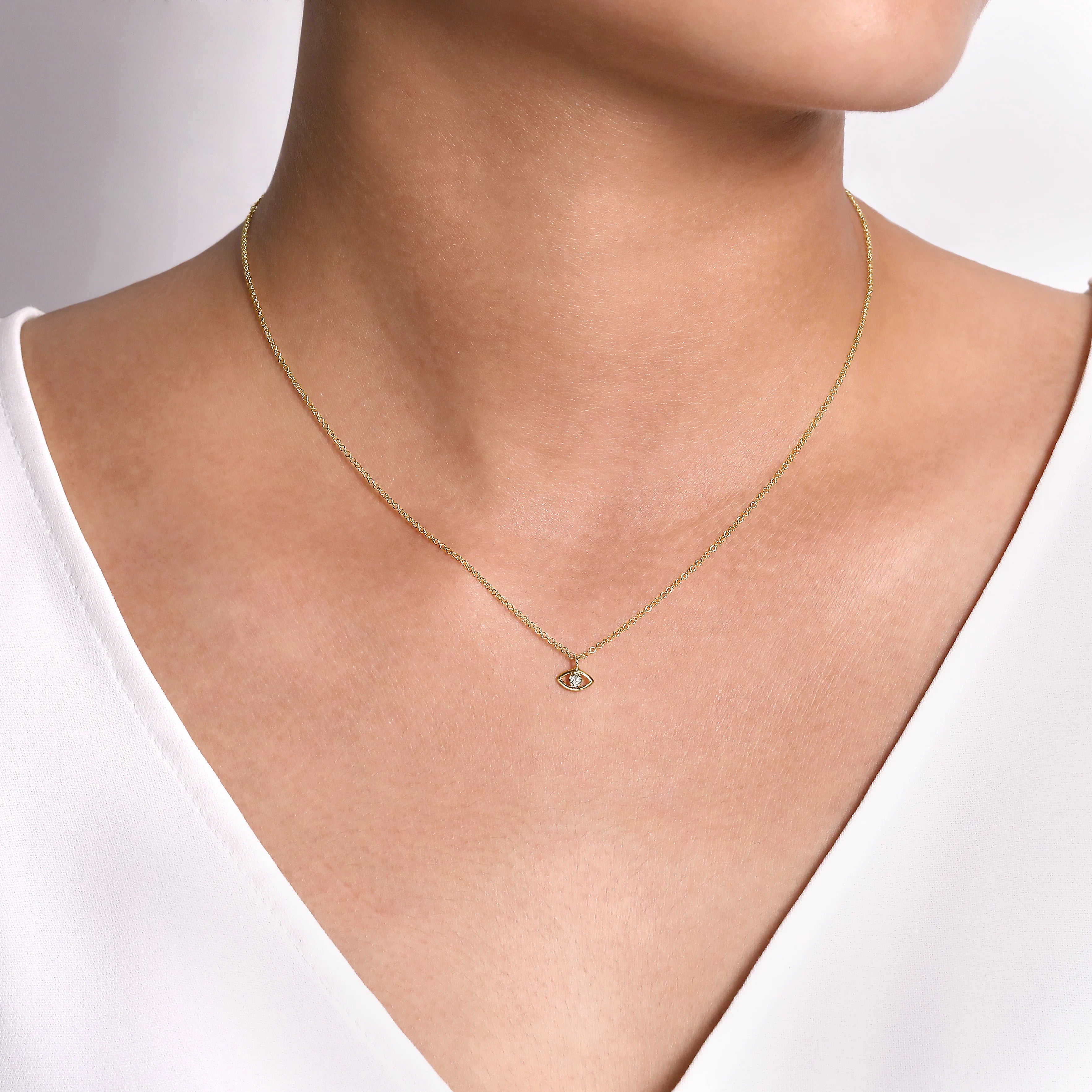 Diamond Evil Eye Pendant Necklace