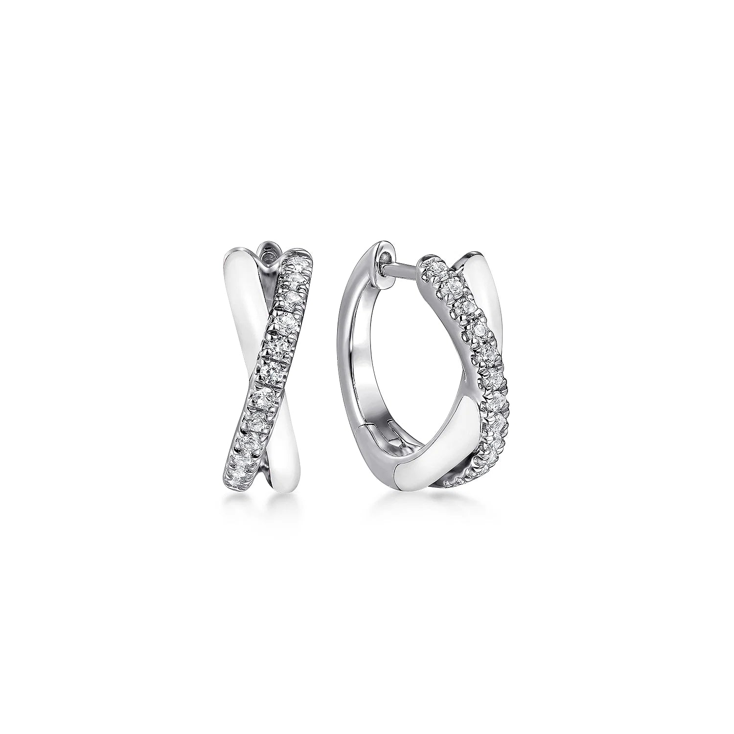 White Sapphire Huggie in with White Enamel