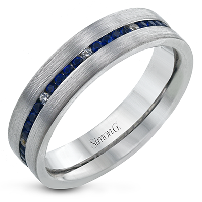 Simon G Matte Diamond & Sapphire Wedding Band