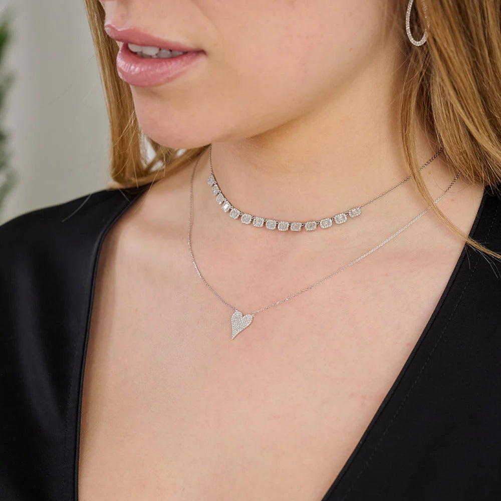Diamond Flat Heart Necklace