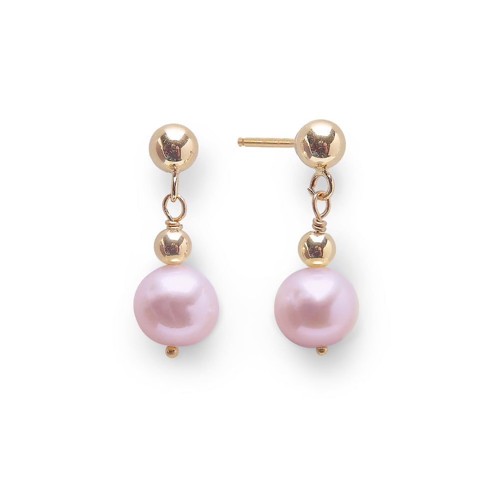 Freshwater Cultured Pink Pearl Drop Stud Earrings