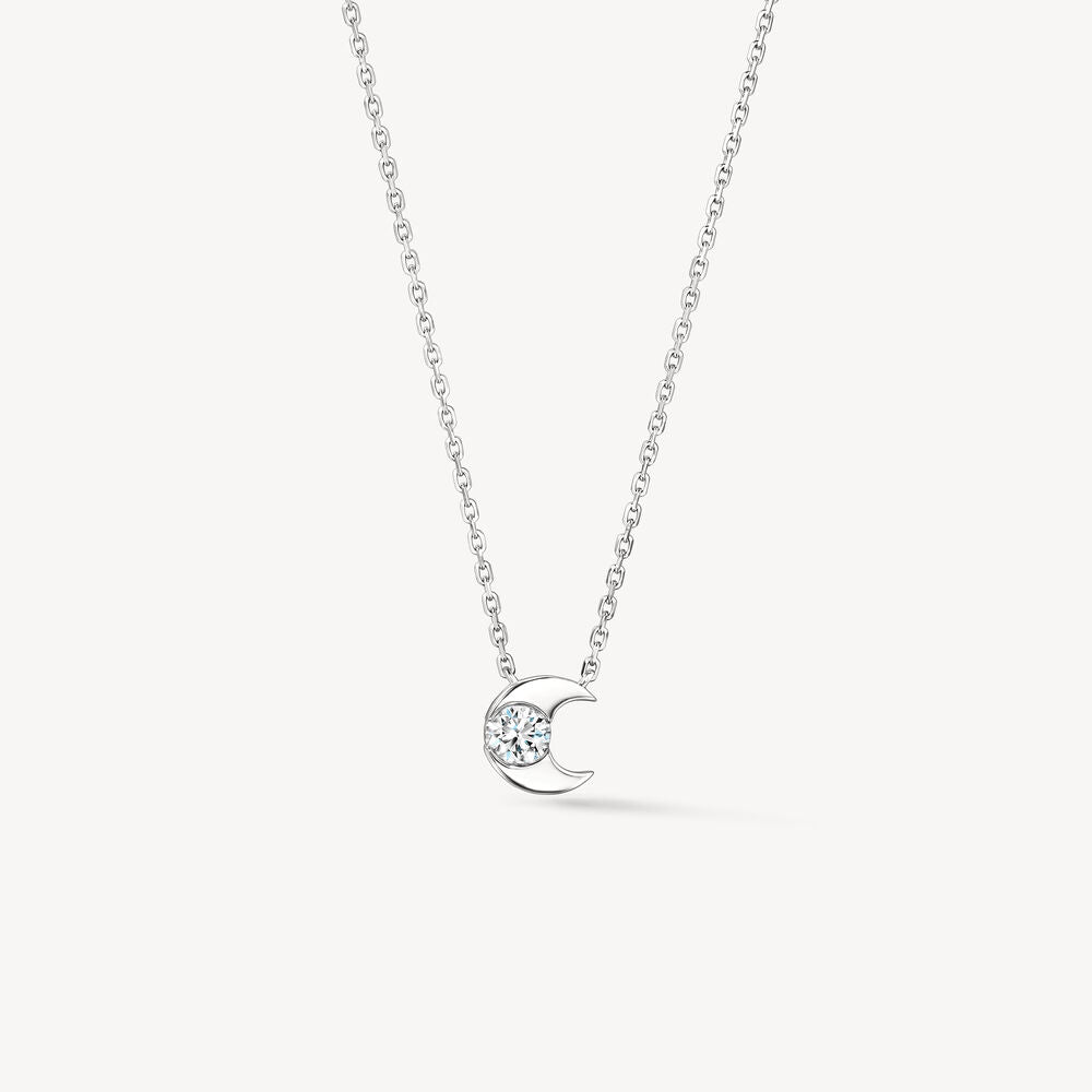Charmed Crescent Moon Diamond Necklace