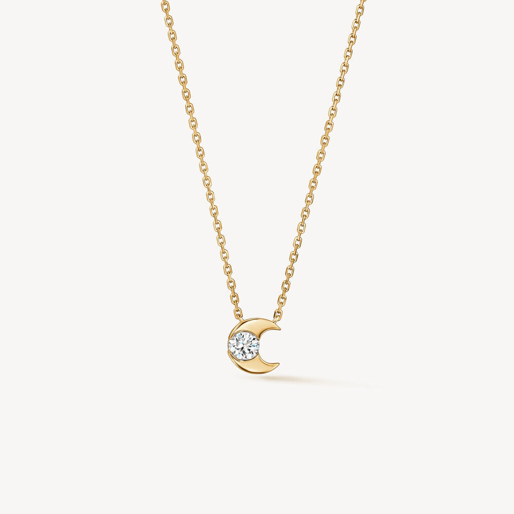 Charmed Crescent Moon Diamond Necklace