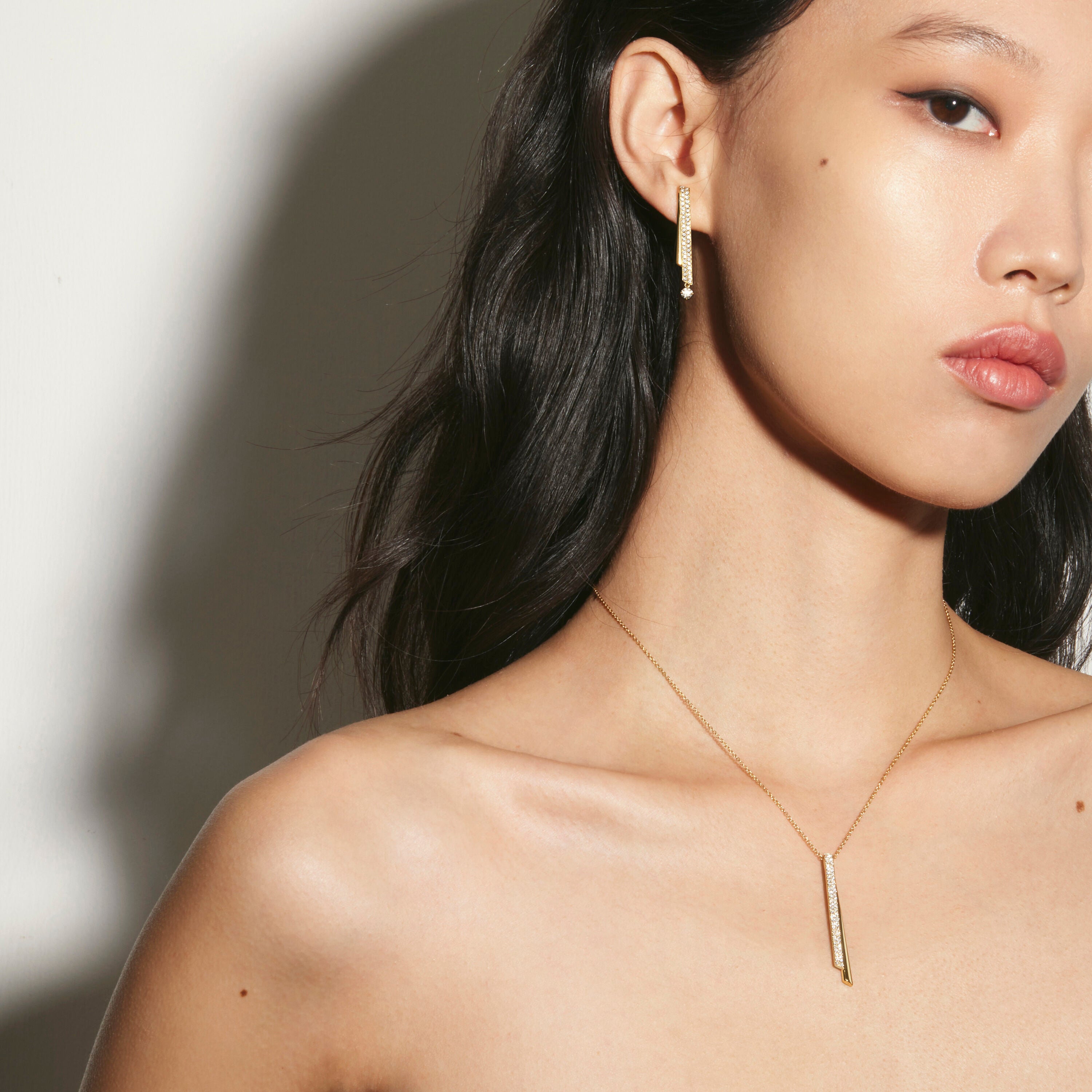 Inside Out Diamond Flip Drop Pendant Necklace