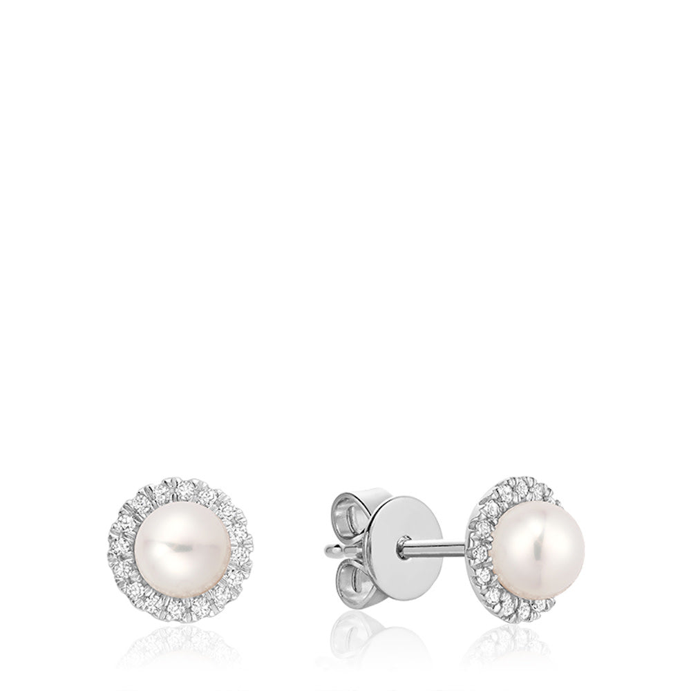Pearl Diamond Stud Earrings