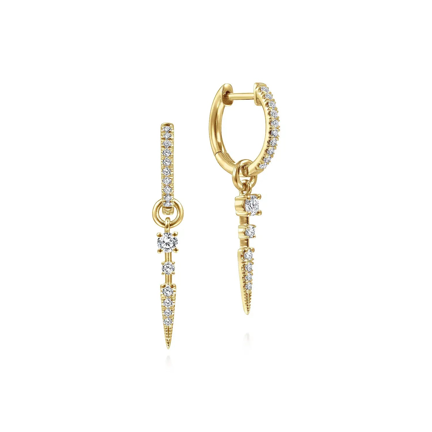 Diamond Huggie Earrings with Spike Drops