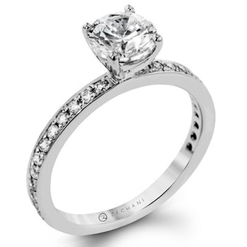14k White Gold Channel Multi-Stone Engagement Ring