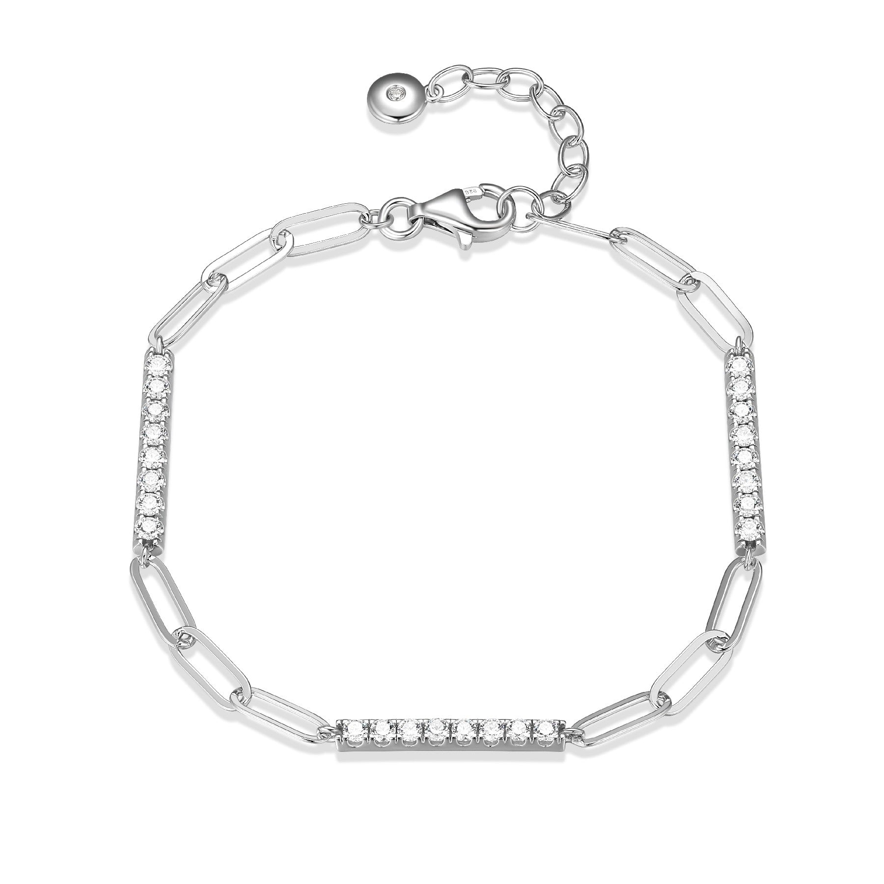 Cubic Zirconia Paperclip Bar Bracelet