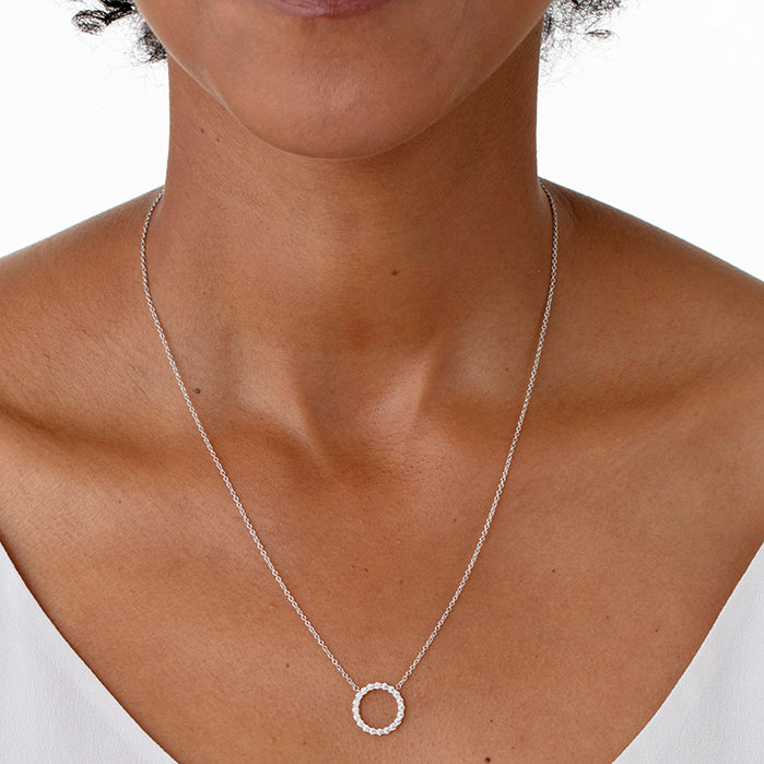 Diamond Signature Circle Pendant Necklace