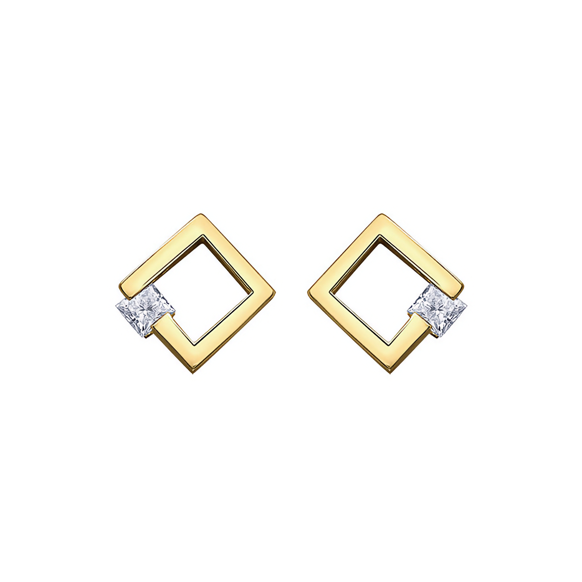 Square Shaped Diamond Earrings