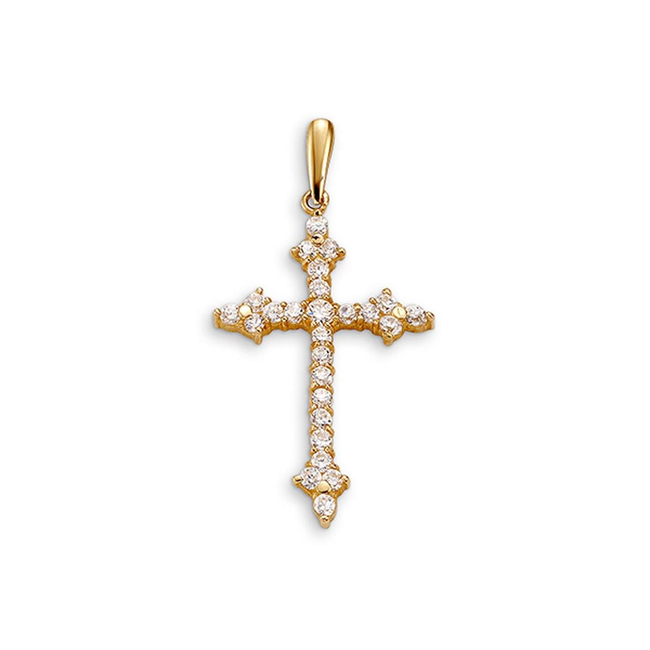 APPELT'S DIAMONDS | 10K GOLD CROSS CZ PENDANT 23MM