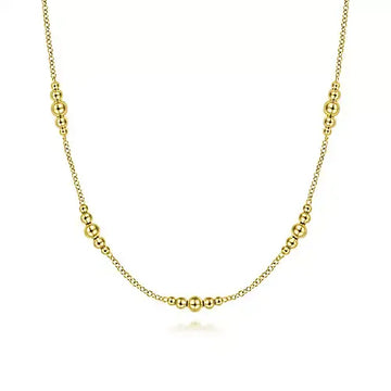 14K Yellow Gold Graduated Bujukan Beads Station Necklace