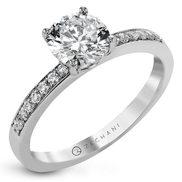 14k White Gold Channel Multi-Stone Engagement Ring