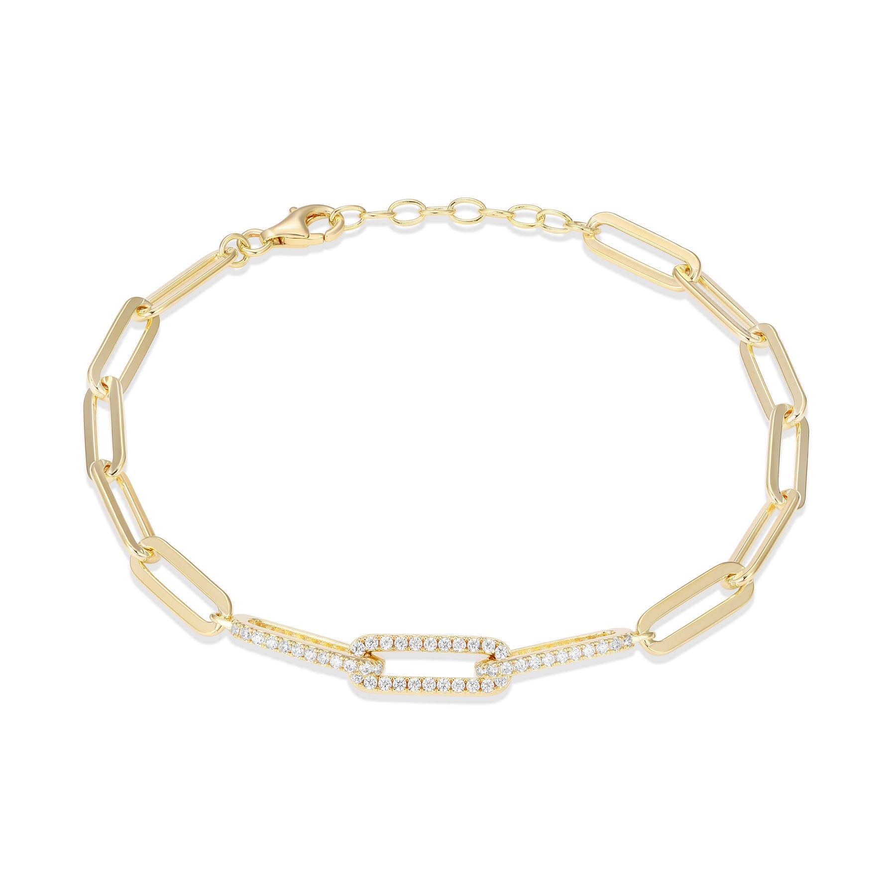 Cubic Zirconia Paperclip Bracelet