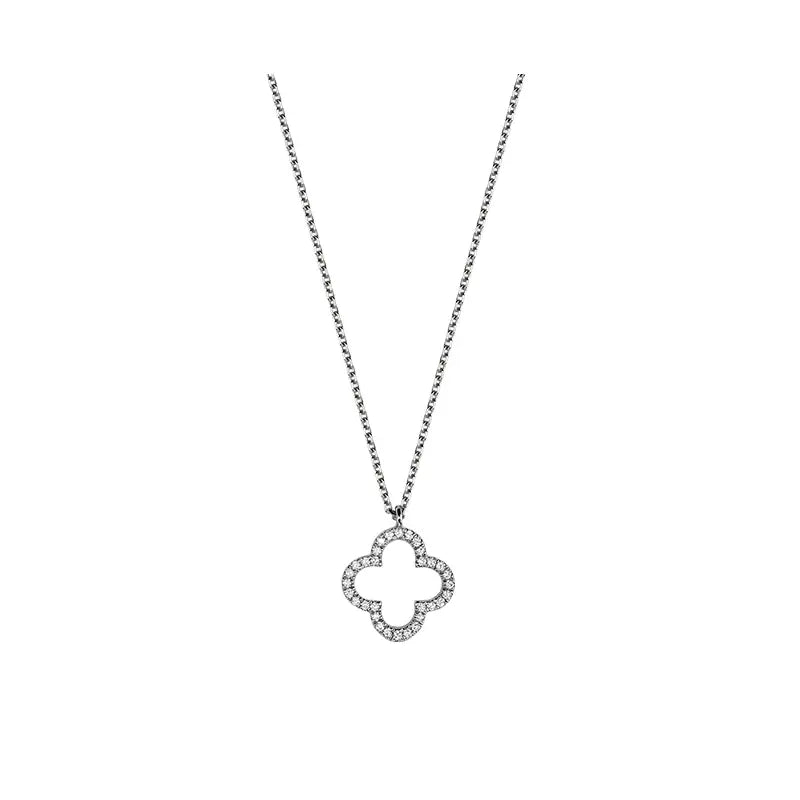 14k Gold Diamond Clover Necklace