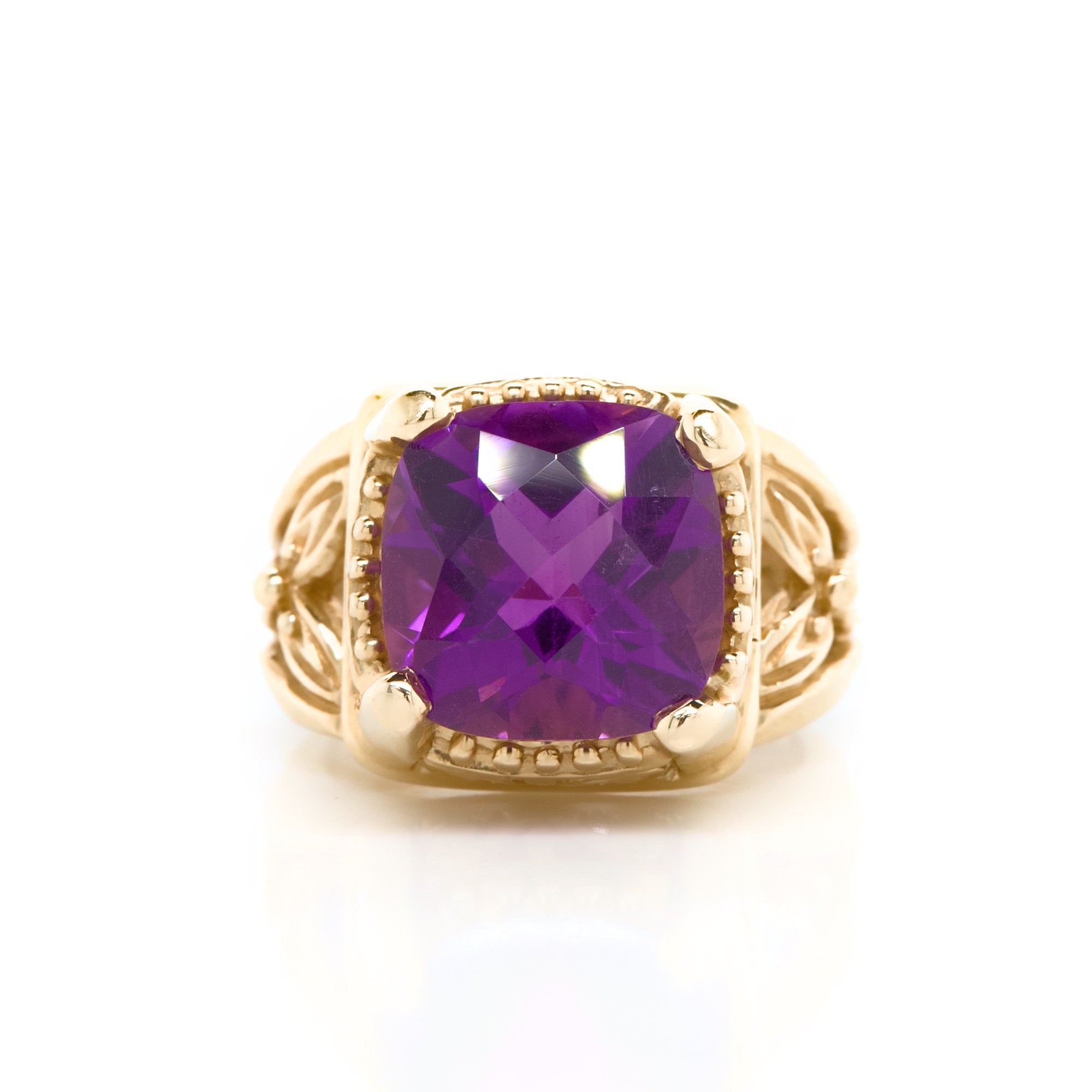 Square Cushion Amethyst Fashion Ring