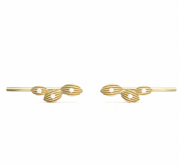 14k Yellow Gold Frosted Lead Pull Through Earring