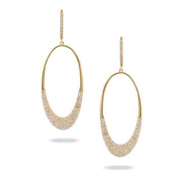 14K Yellow Gold Diamond Fibonacci Oval Earrings