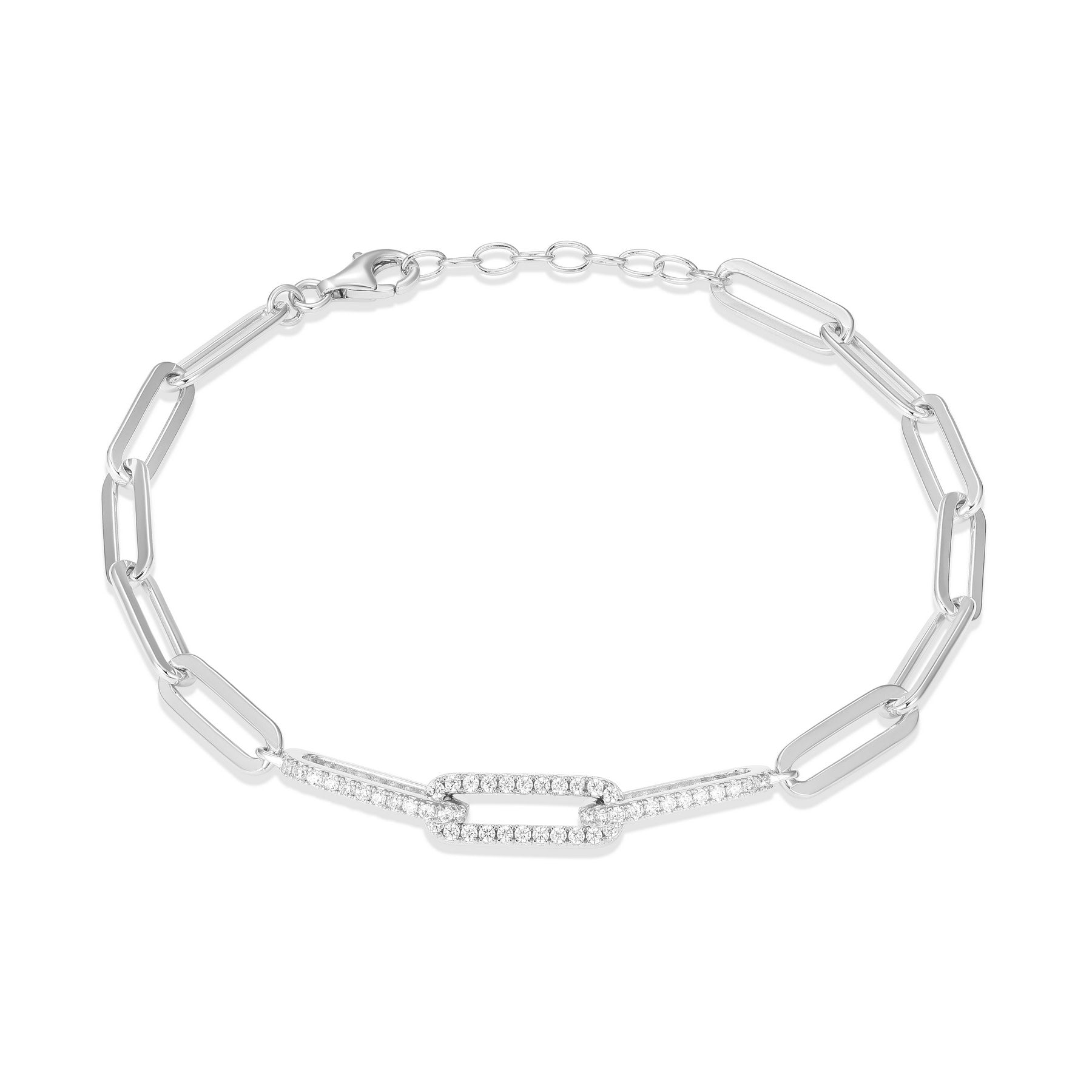 Cubic Zirconia Paperclip Bracelet