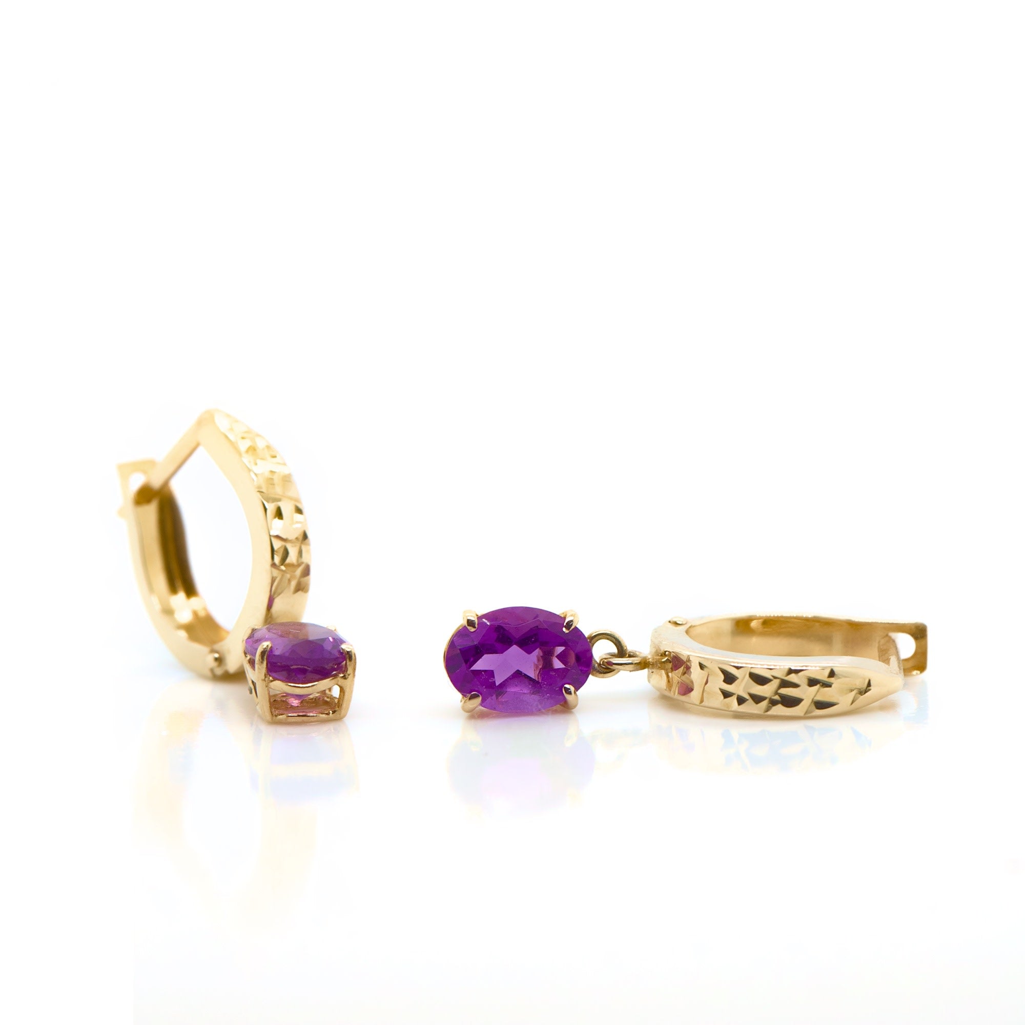 Oval Amethyst Drop Earrings