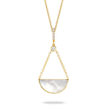 18K Yellow Gold  White Orchid Diamond & Pearl Necklace