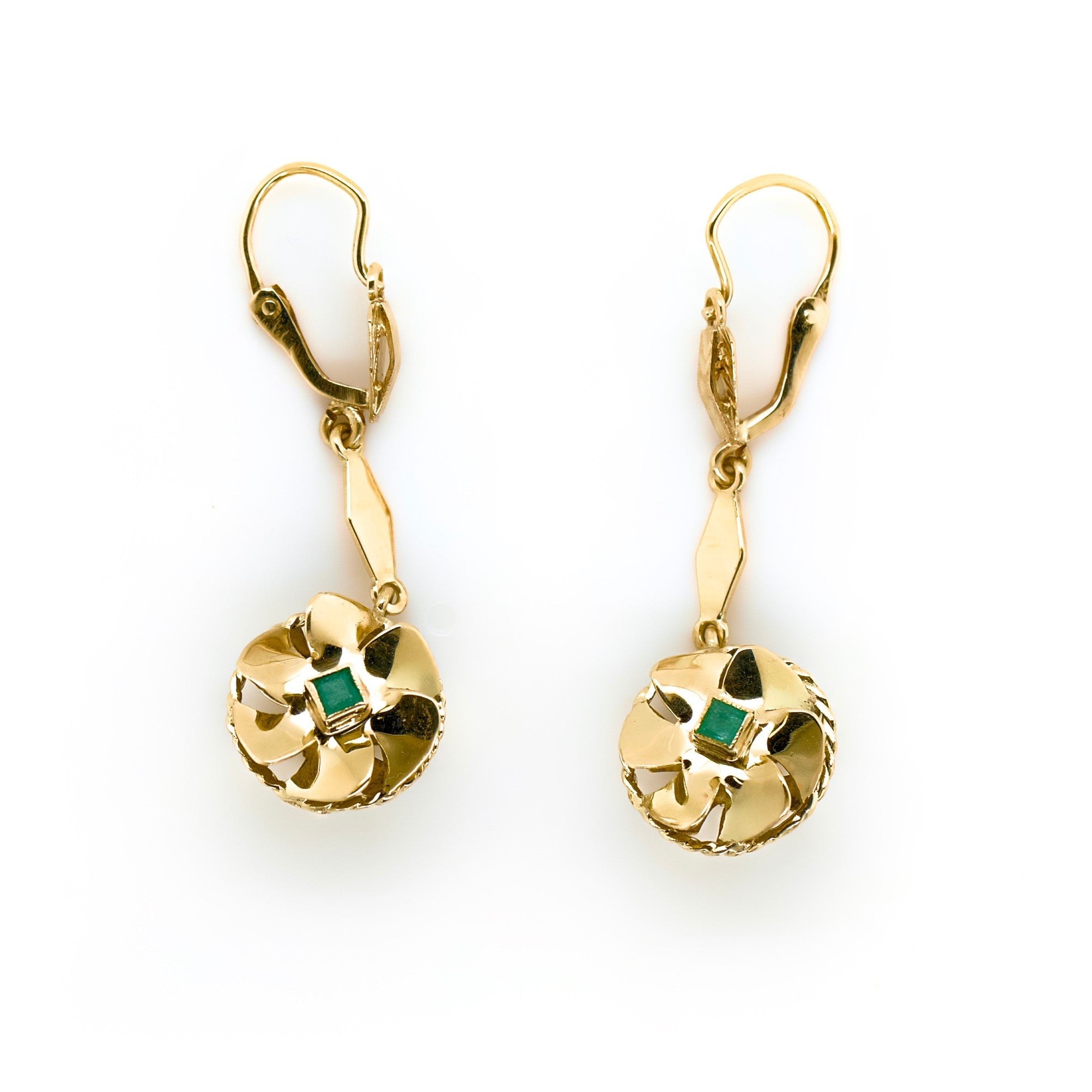 Emerald Fan Dangle Studs