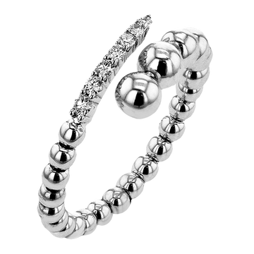 14k White Gold Diamond Beaded Dinner Ring