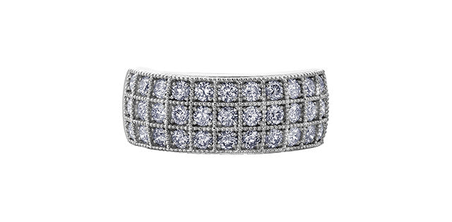 10K Three Row Diamond Fashion Ring