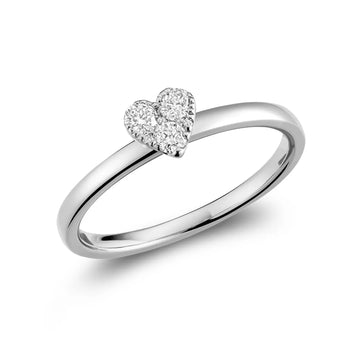14K White Gold Diamond Heart Cluster Ring