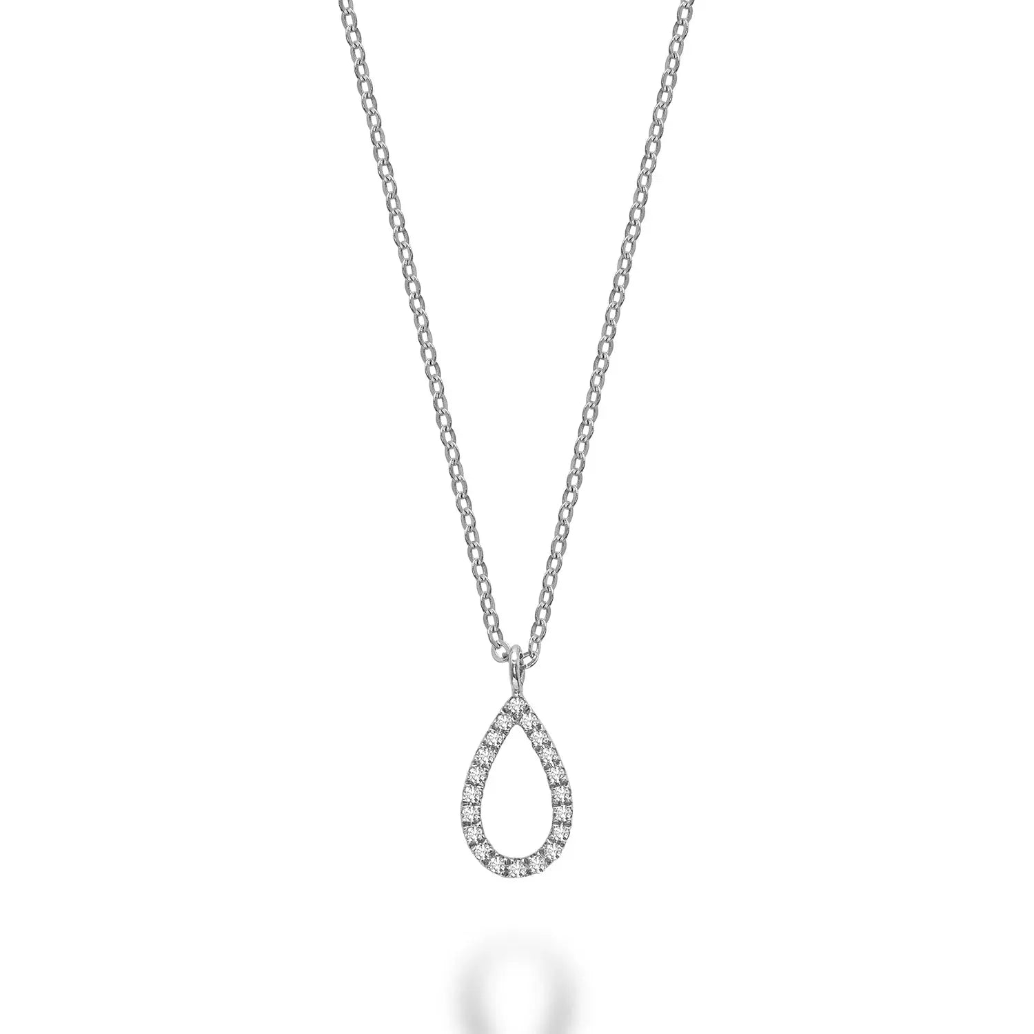 Diamond Open Pear Necklace