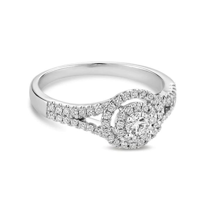 14k Gold 0.50ctw Diamond Double Halo Engagement Ring