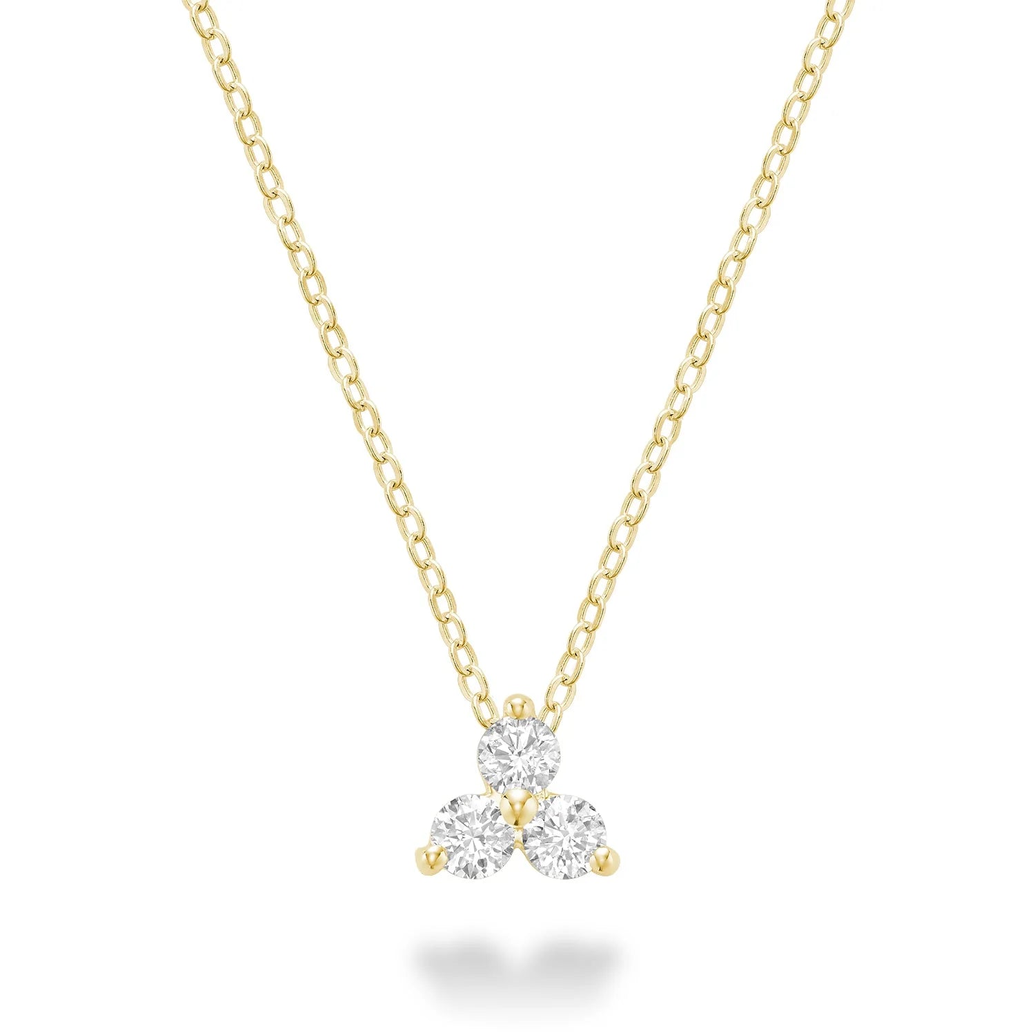 14k Gold Three Stone Diamond Pendant