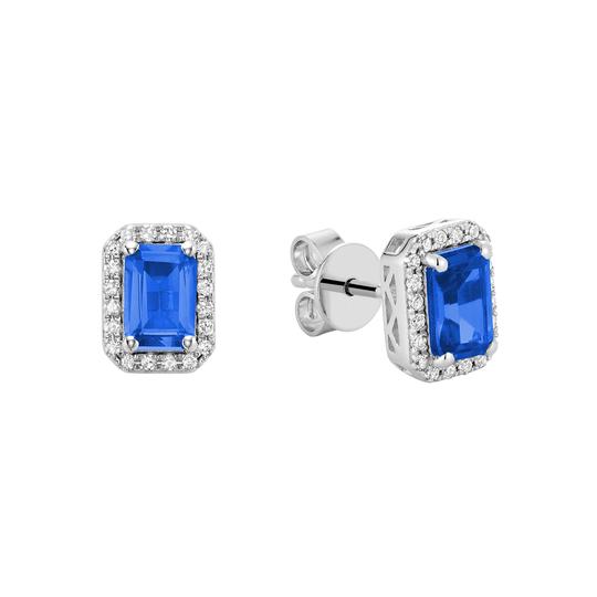 Coloured Stone Emerald Cut Stud Earrings