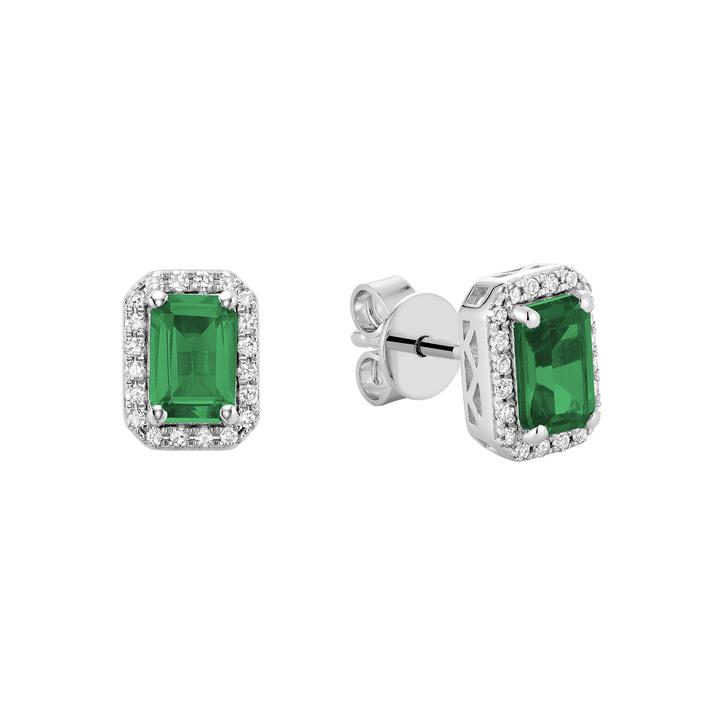 Coloured Stone Emerald Cut Stud Earrings