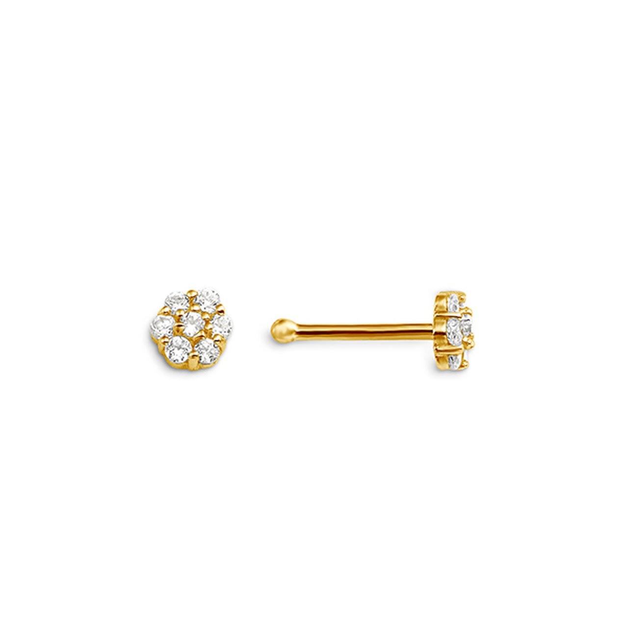 BELLA 14K GOLD NOSE STUD FLOWER WITH CZ - Appelt's Diamonds