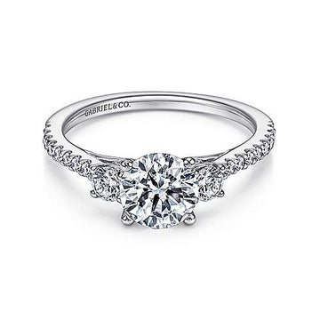 Gabriel & Co 14k White Gold Three-Stone Engagement Ring