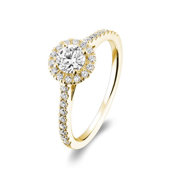 14k Gold Round Brilliant Halo Engagement Ring