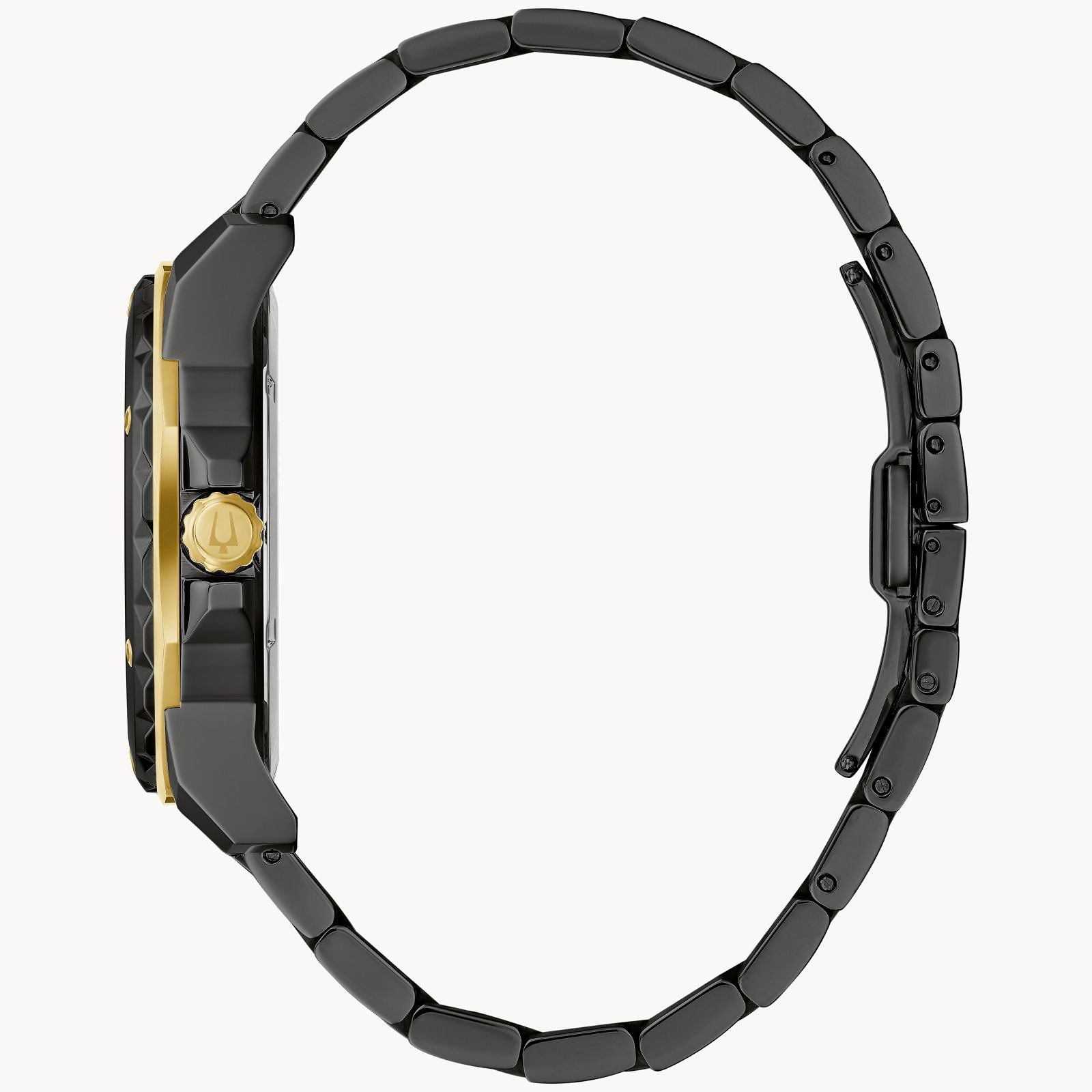 Black & Gold Dial Black Stainless Steel Watch