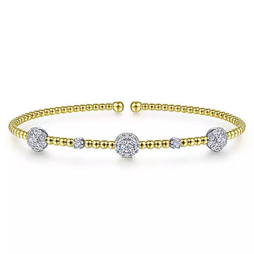 14k White & Yellow Gold Bujukan Diamond Cluster Bracelet