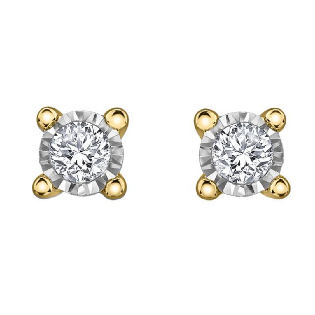 FOREVER JEWELLERY 10K YELLOW AND WHITE GOLD DIAMOND EARRINGS - Appelt's Diamonds