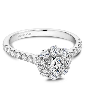 Noam Carver 14k White Gold 0.33 Round Diamond Halo Engagement Ring