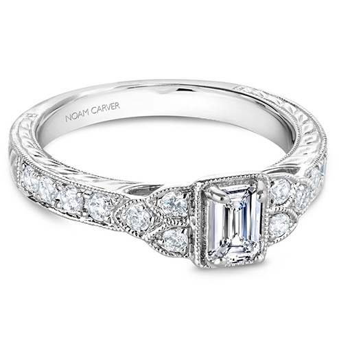 NOAM CARVER 14K WHITE GOLD 0.40 EMERALD DIAMOND ENGAGEMENT RING - Appelt's Diamonds