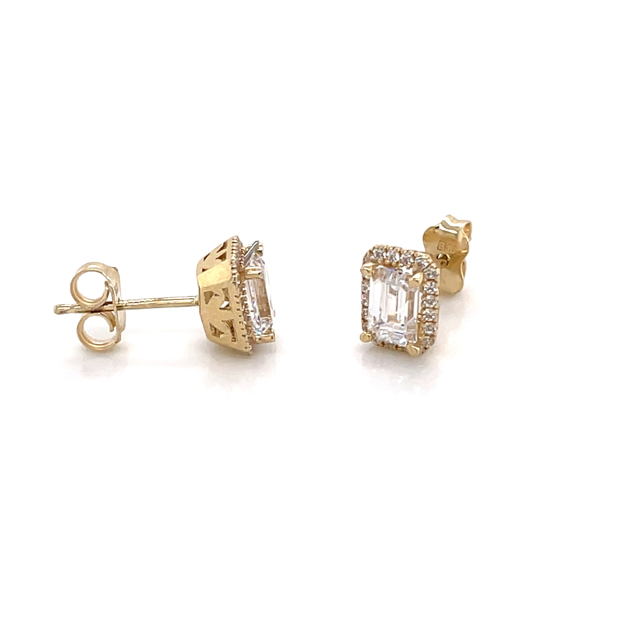 Emerald Cut Cubic Zirconia Studs