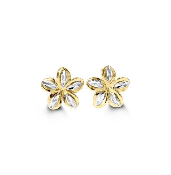 10K YELLOW & WHITE FLOWER STUD EARRINGS - Appelt's Diamonds