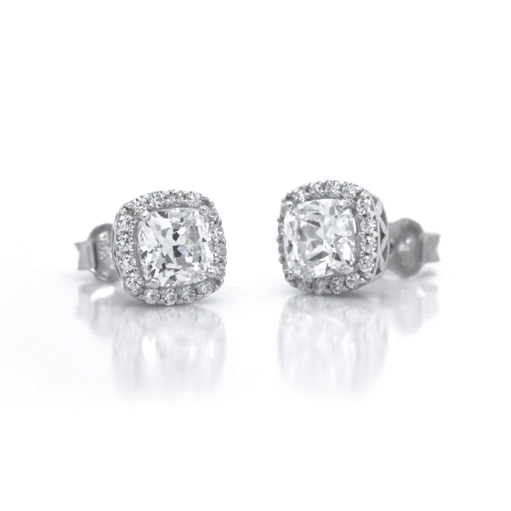Cushion Halo Stud Earrings